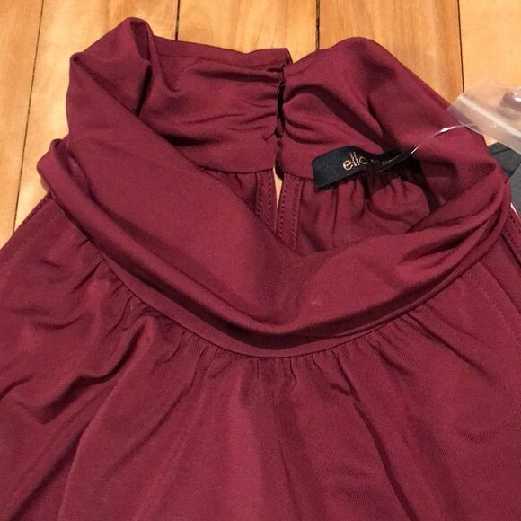 Ells Moss wine halter, layered bodice, NWT-flaw S - Picture 4 of 8